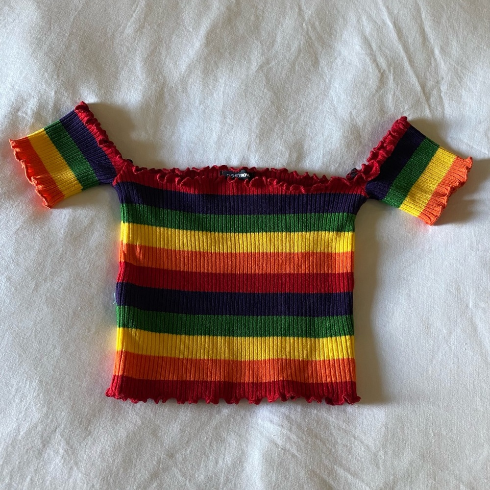 Fashion Nova Rainbow Crop Top🌈